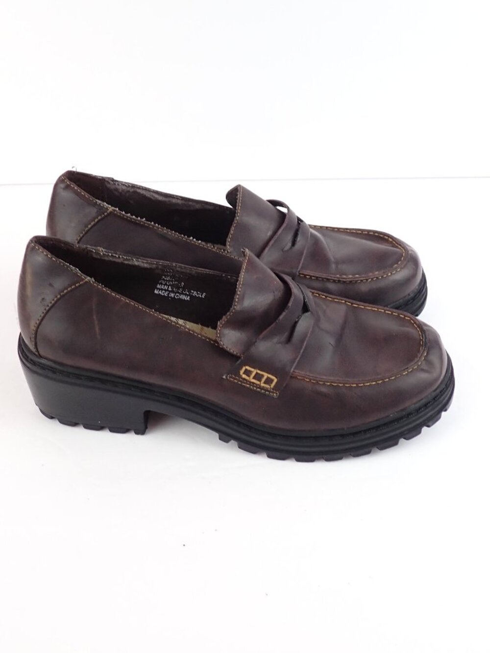 Unionbay Penney-U Chunky Lug Sole Penny Loafers Womens 9 M Y2K 90s Style